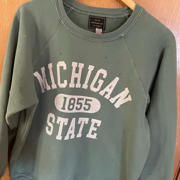 Free People X Retrobrand pullover crew Michigan state sweatshirt - Picture 3 of 6